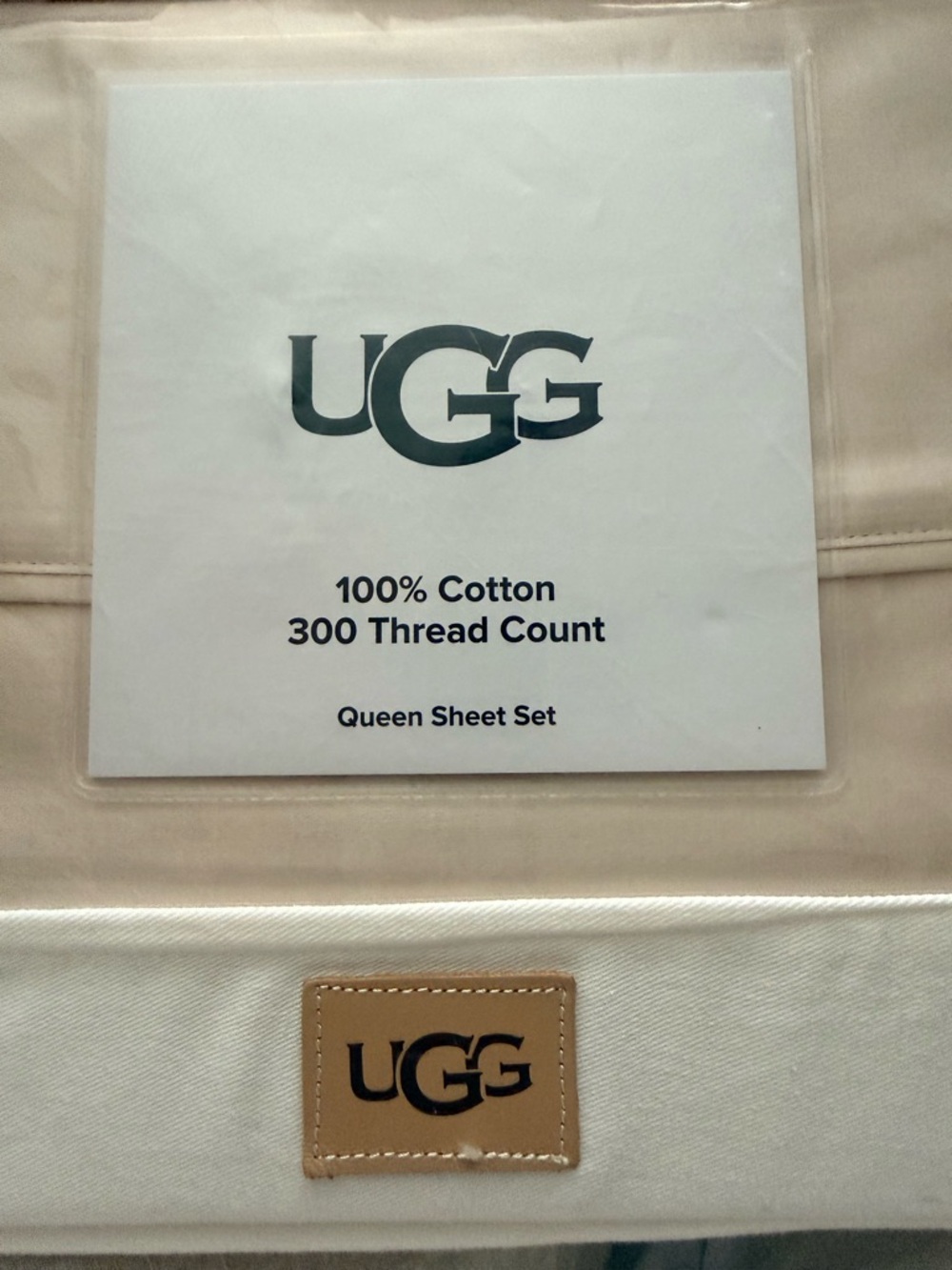 UGG Queen Sheet Set in Cream and Tan